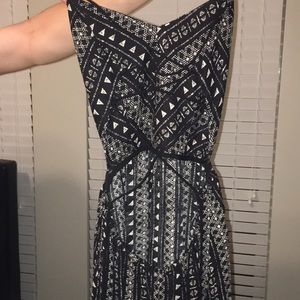 Black (tribe) pattern strappy dress